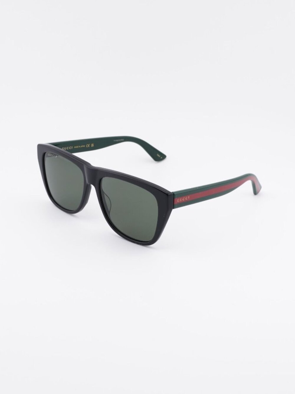 Gucci GG0926S 006 Sunglasses Black Square Frame, Green Polarized Lenses